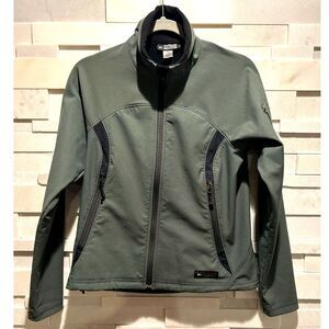 REI women's softshell fleece lined jacket sage green water resistant Size Small